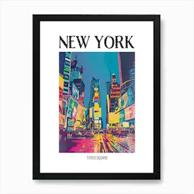 Times Square New York Colourful Silkscreen Illustration 1 Poster Art Print