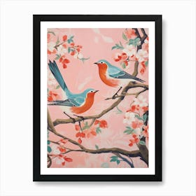 Vintage Japanese Inspired Bird Print Robin 2 Art Print