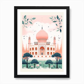 Taj Mahal   Agra, India   Cute Botanical Illustration Travel 1 Art Print