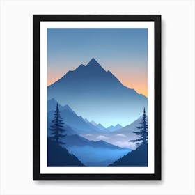 Misty Mountains Vertical Composition In Blue Tone 152 Art Print