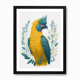 Cute Floral Yellow Cockatoo Painting (3) Art Print
