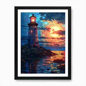 Lighthouse At Sunset 12 Art Print