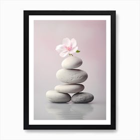 Zen Stones With Flower 1 Art Print