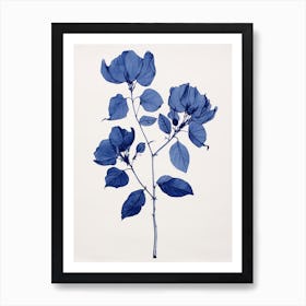 Blue Botanical Bougainvillea 2 Art Print