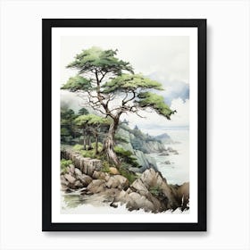 Yakushima Island In Kagoshima, Japanese Brush Painting, Ukiyo E, Minimal 4 Art Print