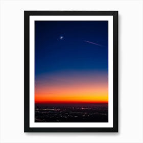 A Sweeping Panorama Of An Evening Sky Blood Red With The Setting Sun Transitions Into A Serene Moon (3) Art Print