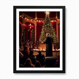 An Intimate Sunday Service Setting Imbued With The Essence Of Spiritual Surrender And Christmas Gra Art Print