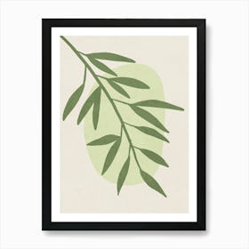 Minimalist Green Branch Botanical Art Affiche