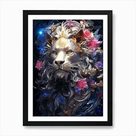 Lion Space Galaxy Art Print