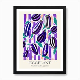 Marche Aux Legumes Eggplant Summer Illustration 1 Art Print