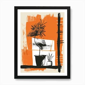 Orange And Black Abstract Painting 5 Art Print