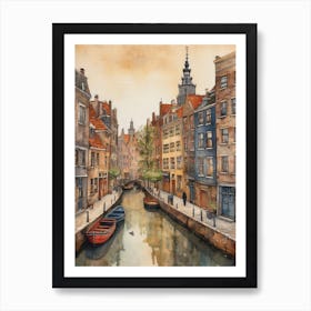 Canal Belt Amsterdam Vintage Painting (9) Art Print