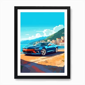 A Chevrolet Camaro In Amalfi Coast, Italy, Car Illustration 2 Art Print