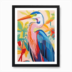 Colourful Bird Painting Great Blue Heron 5 Art Print