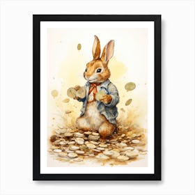 Bunny Fortune Luck Rabbit Prints Watercolour 1 Art Print