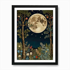 Moonlight In The Woods Style William Morris Art Print 2 Art Print