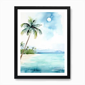 Watercolour Of Matira Beach   Bora Bora French Polynesia 0 Art Print