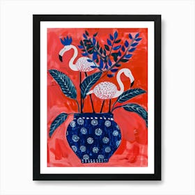 Flamingos In A Vase 1 Art Print