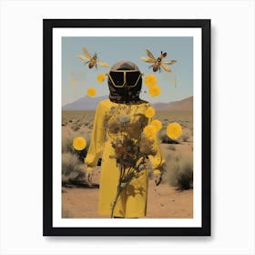 cosmic portrait of a woman beekeeper in the desert Art Print