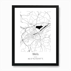 Wels,Austria Minimalist Map Art Print