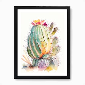 Ferocactus Cactus Storybook Watercolours 1 Art Print