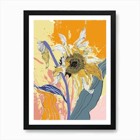 Colourful Flower Illustration Sunflower 3 Art Print