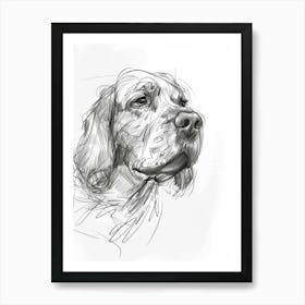 Clumber Spaniel Dog Charcoal Line 3 Art Print