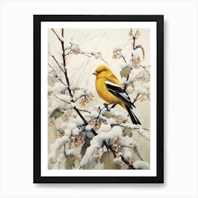 Winter Bird Painting American Goldfinch 4 Art Print