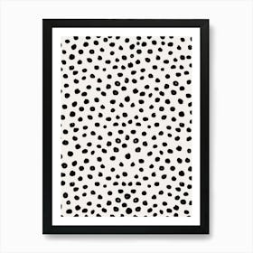 Animal Print Brushstroke, Dalmatian Spots, Polka Dots, Black And White Art Print