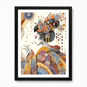 Japan Traditional Geisha Illustration By Ad 127 Art Print