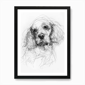 Cocker Spaniel Dog Charcoal Line 4 Art Print