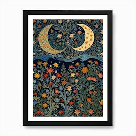 William Morris Moon And Flowers 2 Art Print