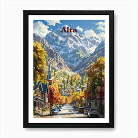 Alta Utah Salt Lake Travel Art Illustration Art Print