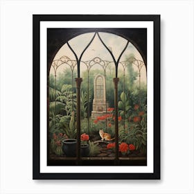 Cat In Botanical Monastery Art Print