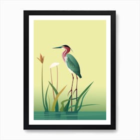 Minimalist Green Heron 1 Illustration Art Print