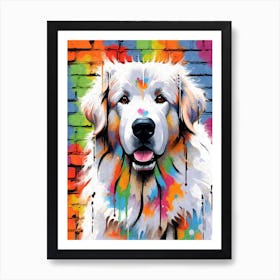 Aesthetic Great Pyrenees Dog Puppy Brick Wall Graffiti Artwork Art Print