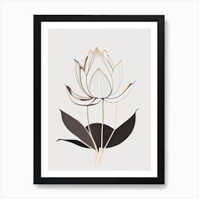 Lotus Flowers In Park Retro Minimal 3 Art Print