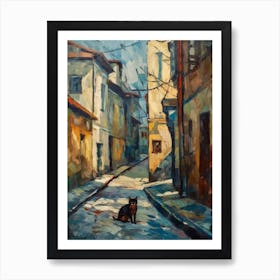 Painting Of Budapest Hungary With A Cat In The Style Of Impressionism 2 Art Print