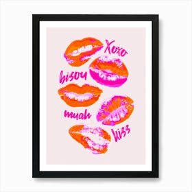 Pink Kiss Lips Art Print