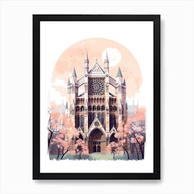 Westminster Abbey   London, England   Cute Botanical Illustration Travel 2 Art Print