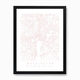 Washington Dc Light Pink Minimal Street Map Art Print