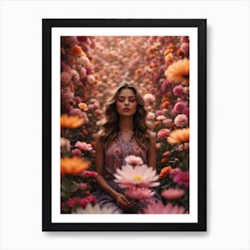 Girl In A Flower Field Art Print