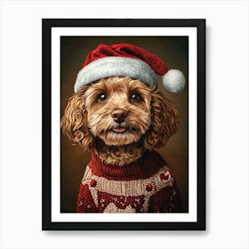 Cockapoo In Christmas Jumper Art Print