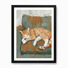 Cat Sleeping On The Couch 2 Art Print