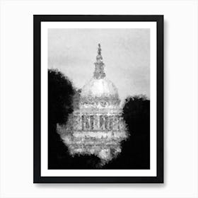 London St Pauls Bw Digital Oil Painting Poster