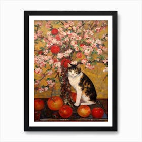 Apple Blossom With A Cat 1 Art Nouveau Klimt Style Art Print