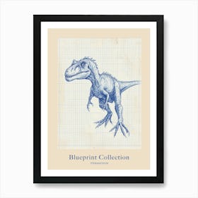 Pteranodon Dinosaur Blue Print Style 1 Poster Art Print