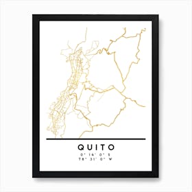 Quito Ecuador City Street Map Art Print