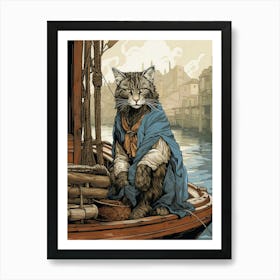 A Cat On A Medieval Ship 3 Art Print