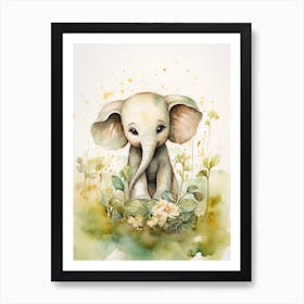 Elephant Painting Drawing Watercolour 1 Art Print